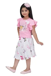 SAIMINA Dresses Girls Regular Fit Printed Casual, Dailywear and Festivewear Cotton Dress Set-thumb3