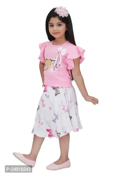 SAIMINA Dresses Girls Regular Fit Printed Casual, Dailywear and Festivewear Cotton Dress Set-thumb4