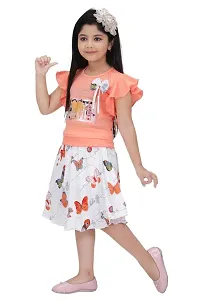 SAIMINA Dresses Girls Regular Fit Printed Casual, Dailywear and Festivewear Cotton Dress Set-thumb2