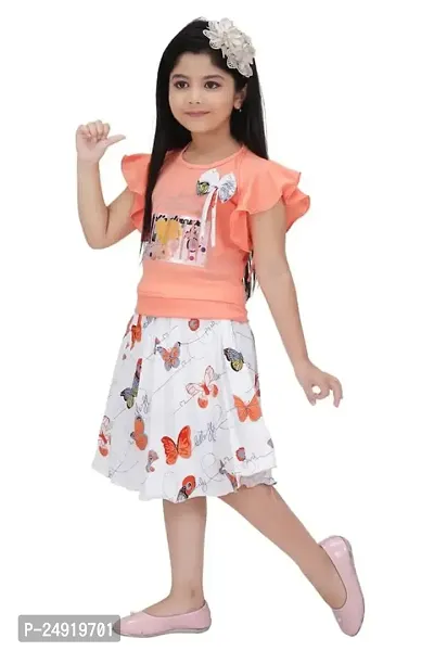 SAIMINA Dresses Girls Regular Fit Printed Casual, Dailywear and Festivewear Cotton Dress Set-thumb3