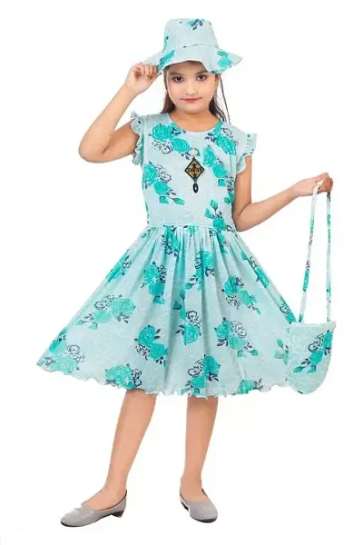 SAIMINA Dresses Girls Regular Fit Casual, Dailywear and Festivewear Blend Dress/Frocks