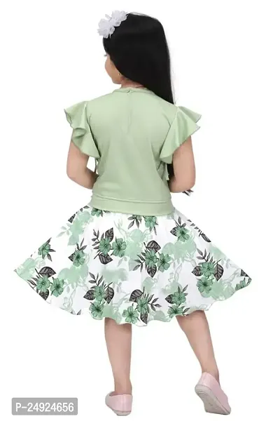 SAIMINA Dresses Girls Regular Fit Printed Casual, Dailywear and Festivewear Cotton Dress Set-thumb2