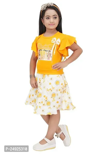 SAIMINA Dresses Girls Regular Fit Printed Casual, Dailywear and Festivewear Cotton Blend Two Piece Dress Set-thumb4