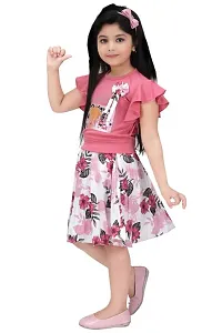 SAIMINA Dresses Girls Regular Fit Printed Casual, Dailywear and Festivewear Cotton Dress Set-thumb1