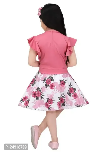 SAIMINA Dresses Girls Regular Fit Printed Casual, Dailywear and Festivewear Cotton Dress Set-thumb3