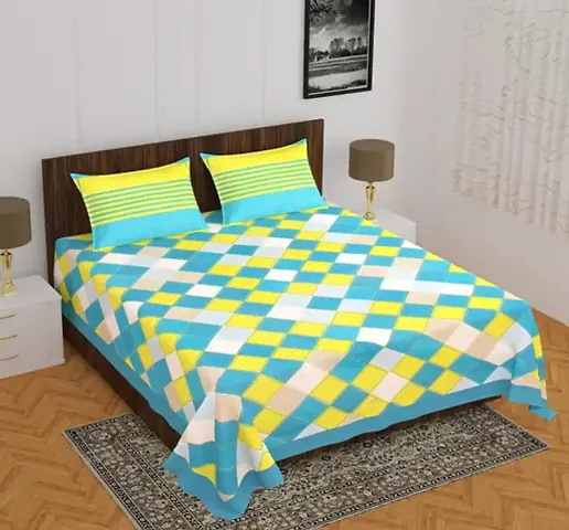 Printed Cotton Single Bedsheet with 1 Pillow Cover