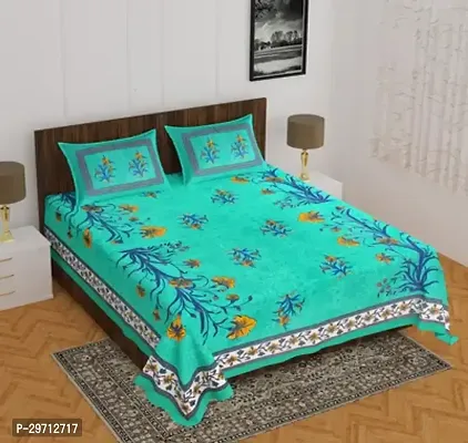 Comfortable Cotton Printed Double Bedsheet with Pillow Covers-thumb0