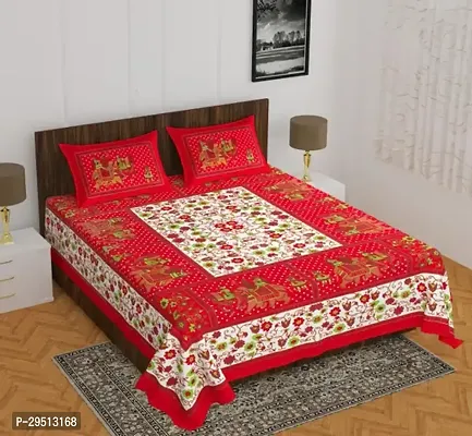 Comfortable Cotton Jaipuri Printed Single Bedsheet with One Pillow Cover