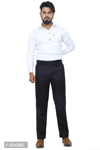 KRG FASHION Men's Regular Fit Cotton Trouser (KRG-FRMLTRSR-BLU-04-36_Blue_36)