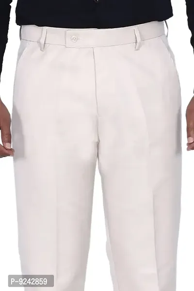 KRG FASHION Men's Regular Fit Cotton Trouser (KRG-FRMLTRSR-CRM-13-30_White, Cream_30)-thumb3