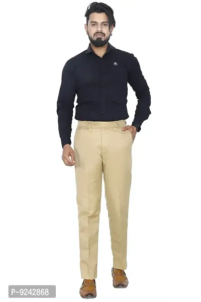 KRG FASHION Men's Regular Fit Cotton Trouser (KRG-FRMLTRSR-BEIGE-10-34_Beige_34)