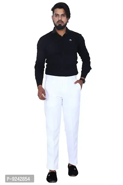 KRG FASHION Men's Regular Fit Cotton Trouser (KRG-FRMLTRSR-WHT-12-38_White_38)