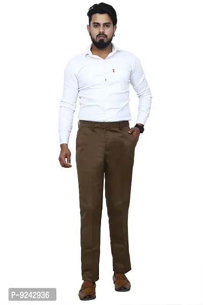 KRG FASHION Men's Regular Fit Cotton Trouser (KRG-FRMLTRSR-BRN-09-28_Brown_28)