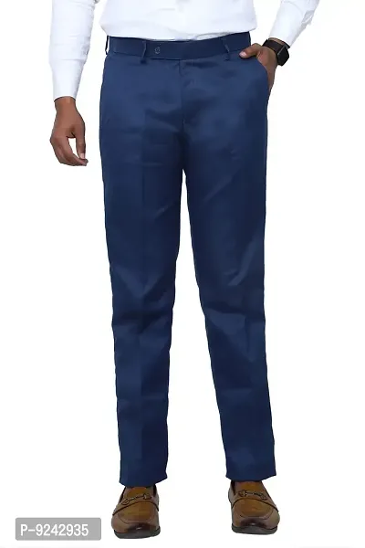 KRG FASHION Men's Regular Fit Cotton Trouser (KRG-FRMLTRSR-NVBLU-05-28_Navy Blue_28)-thumb2