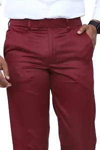 KRG Men's Reguler Fit Poly Cotton Trouser Pant's Maroon-thumb2