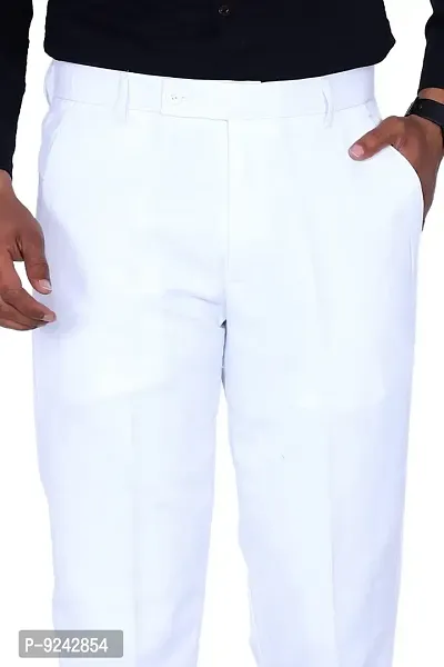 KRG FASHION Men's Regular Fit Cotton Trouser (KRG-FRMLTRSR-WHT-12-38_White_38)-thumb3
