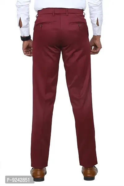 KRG Men's Reguler Fit Poly Cotton Trouser Pant's Maroon-thumb4
