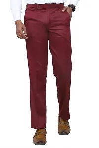 KRG Men's Reguler Fit Poly Cotton Trouser Pant's Maroon-thumb1