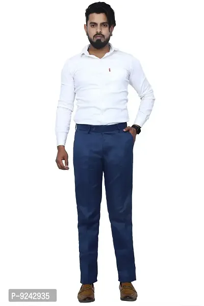 KRG FASHION Men's Regular Fit Cotton Trouser (KRG-FRMLTRSR-NVBLU-05-28_Navy Blue_28)
