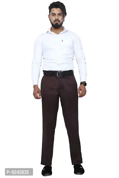 KRG FASHION Men's Regular Fit Cotton Trouser (KRG-FRMLTRSR-BRN-03-28_Brown_28)