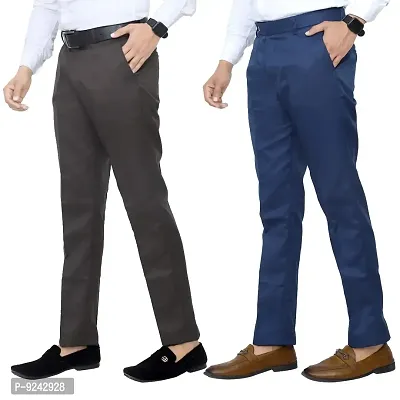 Pure Cotton Casual Trousers For Men Pack of 2-thumb0