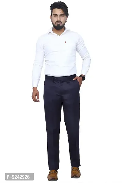 KRG FASHION Men's Regular Fit Cotton Trouser (KRG-FRMLTRSR-BLU-07-38_Blue_38)