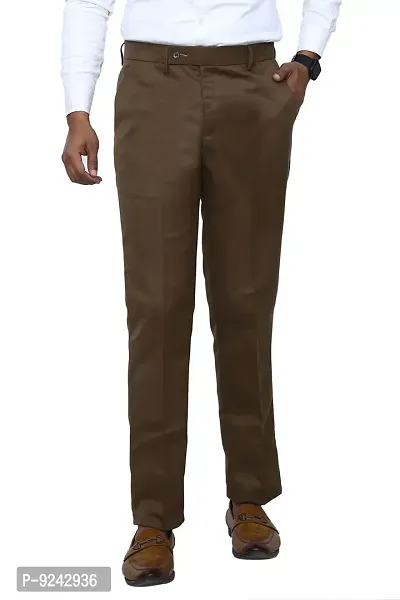KRG FASHION Men's Regular Fit Cotton Trouser (KRG-FRMLTRSR-BRN-09-28_Brown_28)-thumb2