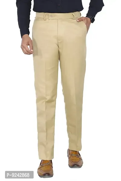 KRG FASHION Men's Regular Fit Cotton Trouser (KRG-FRMLTRSR-BEIGE-10-34_Beige_34)-thumb2