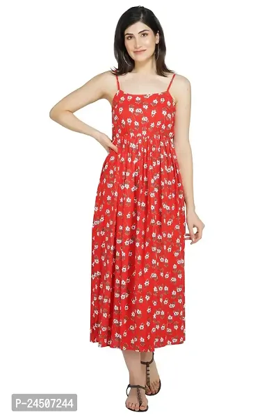 Classic Rayon Printed Dress for Women