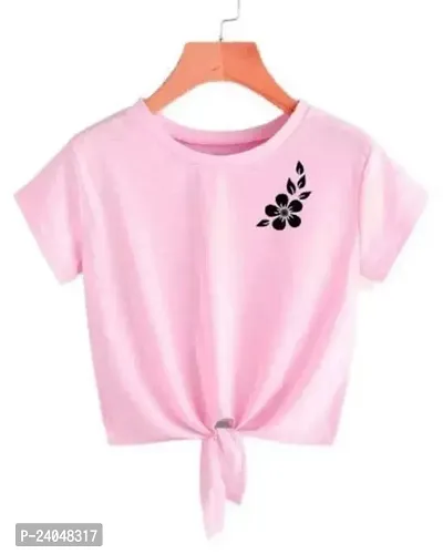 Elegant Pink Cotton Blend Printed Top For Women-thumb0