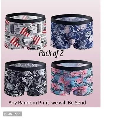Men's Soft Brief Underwear Boxer Shorts Low Rise Underpants Trunks Elastic Waistband Multi Printed Multicolor (Pack Of 2)-thumb0