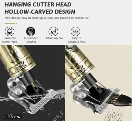 Electric Cordless Hair Clipper for Men, Professional Zero Gapped T Blade Trimmer Pro Li Trimmer, Grooming Hair Cutting Kit Haircut Clipper with Guide Combs Runtime: 42 min Trimmer for Men (Gold)-thumb2