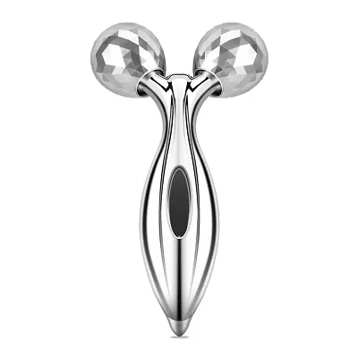 3D FACE MASSAGER DESTRON3D Massager Roller 360 Rotate Silver Thin Face Full Body Shape