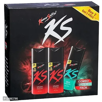 KS Combo Pack of Men Spark  Urge Deodorant Spray - For Men  Women  (Pack of 3)