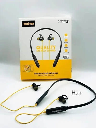 Black And Yellow Realme BT-R3 Neckband Headphone, Mobile