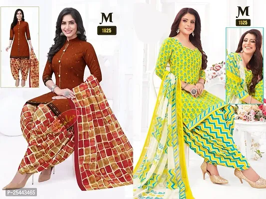 Beautiful Crepe Printed Dress Material with Dupatta Pack Of 2