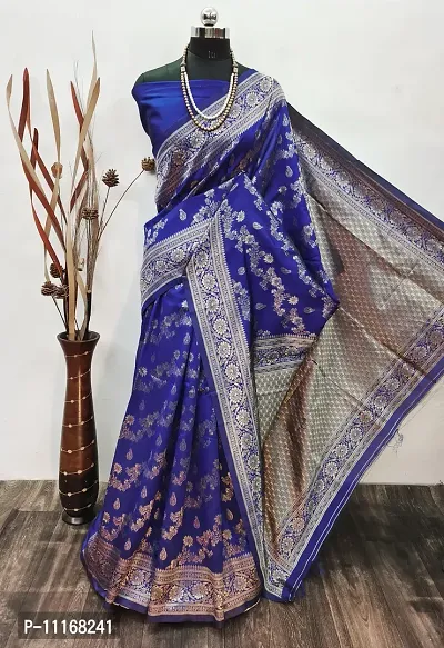 Classic Silk Blend Woven Saree with Blouse piece