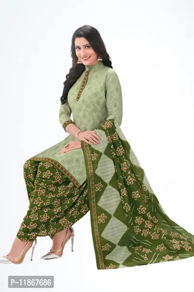 Beautiful Crepe Printed Dress Material with Dupatta-thumb0