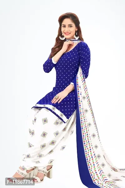 Beautiful Crepe Printed Dress Material with Dupatta-thumb0