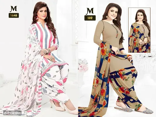 Beautiful Crepe Printed Dress Material with Dupatta Pack Of 2