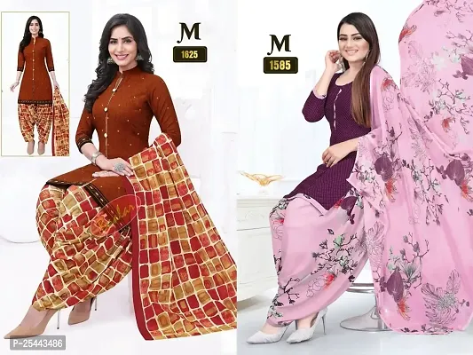 Beautiful Crepe Printed Dress Material with Dupatta Pack Of 2