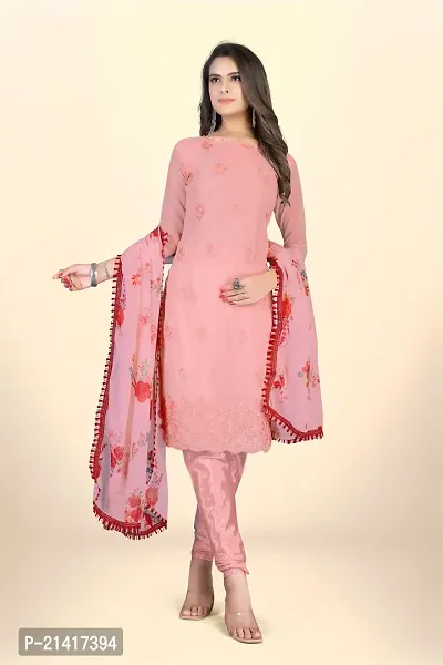 Georgette Dress Material For Women With Embroidered Work And Inner