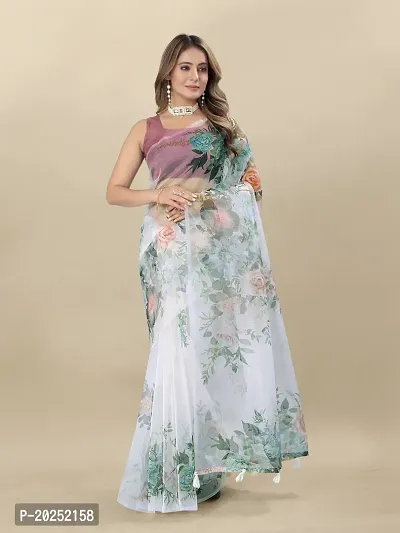 Digital Print Bollywood Organza Saree For Women