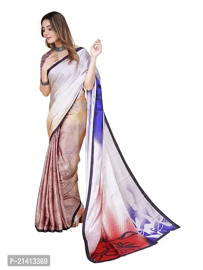 Stylish Crepe Multicoloured Digital Print Saree with Blouse piece-thumb2