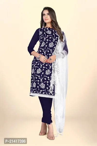 Chanderi Cotton Dress Material For Women With Embroidered Work And Inner-thumb0