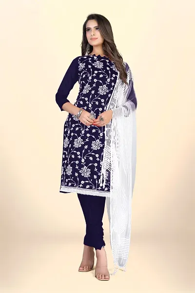 Stylish Chanderi Cotton Embroidered Unstitched Suit