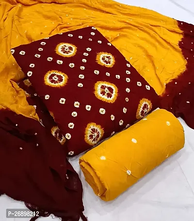 Bandhej/Bandhani Printed Rayon Salwar Suit with Dupatta-thumb0
