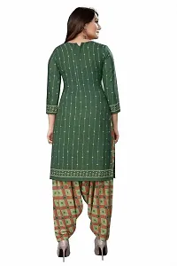 INITHI Women Casual Wear Italian Leon Crepe Dress Material Salwar Suit Color Green-thumb3