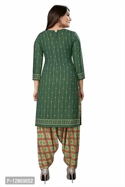 INITHI Women Casual Wear Italian Leon Crepe Dress Material Salwar Suit Color Green-thumb4