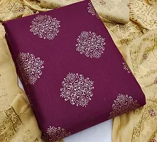 Elegant Purple Cotton Blend Self Design Dress Material with Dupatta For Women-thumb1